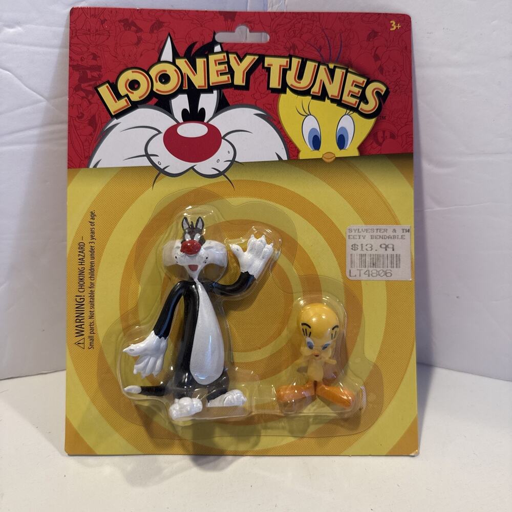 NJ Croce Looney Tunes Sylvester & Tweety Bendable Figures Plastic Unopened